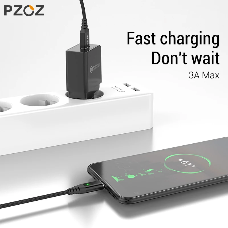 PZOZ Магнитный кабель Micro usb Тип C Быстрая Зарядка адаптер телефон Microusb Тип-C магнит Зарядное устройство usb c для iphone 11 pro X Max Xr samsung S10 S9 NOTE 10 9 8 xiaomi mi 9 8 6 A2 lite 6X redmi note 7 8 plus