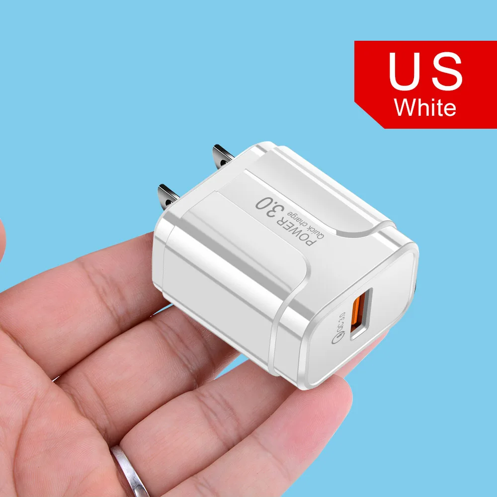Rexxar 18 Вт Быстрая зарядка 3,0 USB зарядное устройство для iPhone 11 samsung A40 Xiaomi huawei mate 30 зарядное устройство для мобильного телефона QC3.0 быстрое зарядное устройство s - Тип штекера: US White