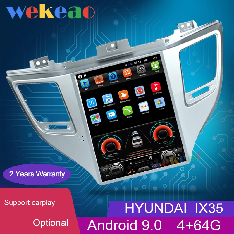 Wekeao 10 4 &quotвертикальный экран Tesla Style 1 Din Android 9 0 автомобильный DVD плеер для Hyundai Tucson