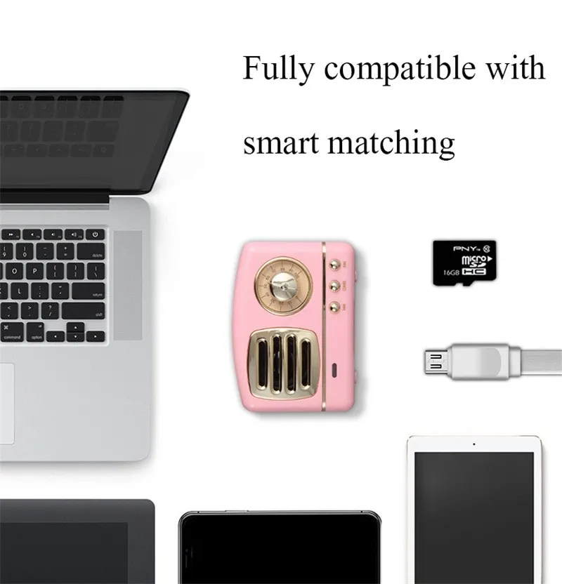 Портативный Bluetooth динамик Ретро Мини Портативный беспроводной Bluetooth динамик радио USB/TF карта Музыкальный плеер HIFI сабвуфер динамик