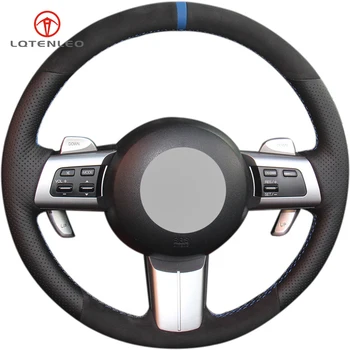 

LQTENLEO Black Suede Genuine Leather DIY Car Steering Wheel Cover For Mazda MX-5 2009-2014 RX-8 2008-2013 CX-7 CX7 2007-2009