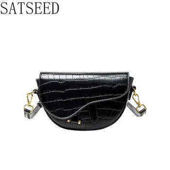 

Bag Girl 2020 New Semicircle Saddle Bag Stone Grain Messenger Bag Shoulder Diagonal Purses and Handbags Crossbody Bag