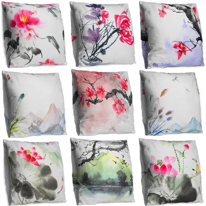 

Birds Flowers Sofa Decorative Cushion Cover Pillow Pillowcase 45*45 cm Throw Pillow Home Decor Pillowcover