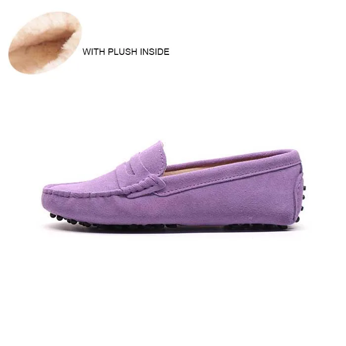 PURPLE Высокое качество; Новинка года; женская обувь из натуральной кожи на плоской подошве; Брендовая обувь для вождения; сезон зима-весна-лето; женская повседневная обувь - Цвет: PURPLE