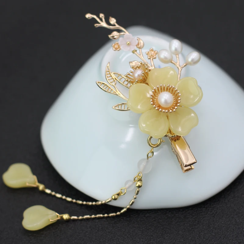 1PC Hair Clip Антикварные аксессуары ручной работы Hanfu, заколка для волос, заколка для волос с цветами и кисточками, супер сказочные украшения для волос Kanzashi - Цвет: 1PC Hair Clip