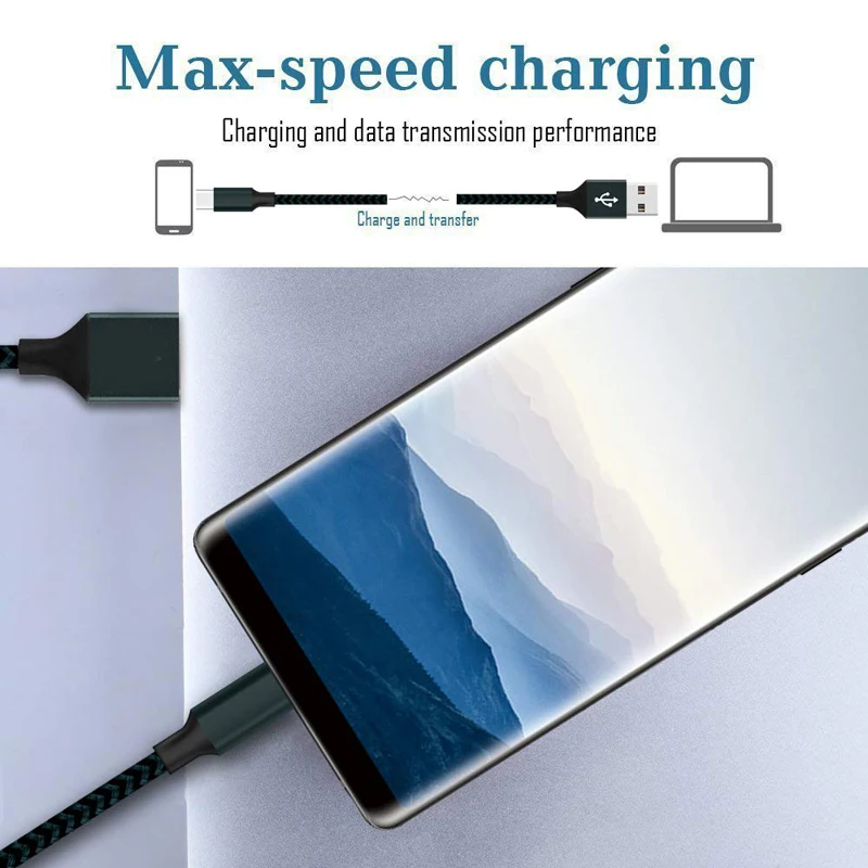 USB Type C Cable Nylon Braided Cord Fast Charging Charge and Data Sync Cable For Samsung S9 S8 Plus Huawei P30 Pro Type-C Wire