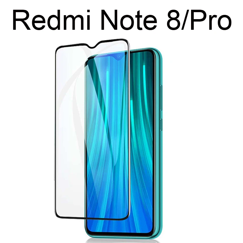 Для Xiaomi Redmi Note 8 закаленное стекло Redmi Note8 Pro защита экрана полное покрытие на XioMi Redmi Note 8 Pro стеклянная поверхность 8T 8a - Цвет: Black