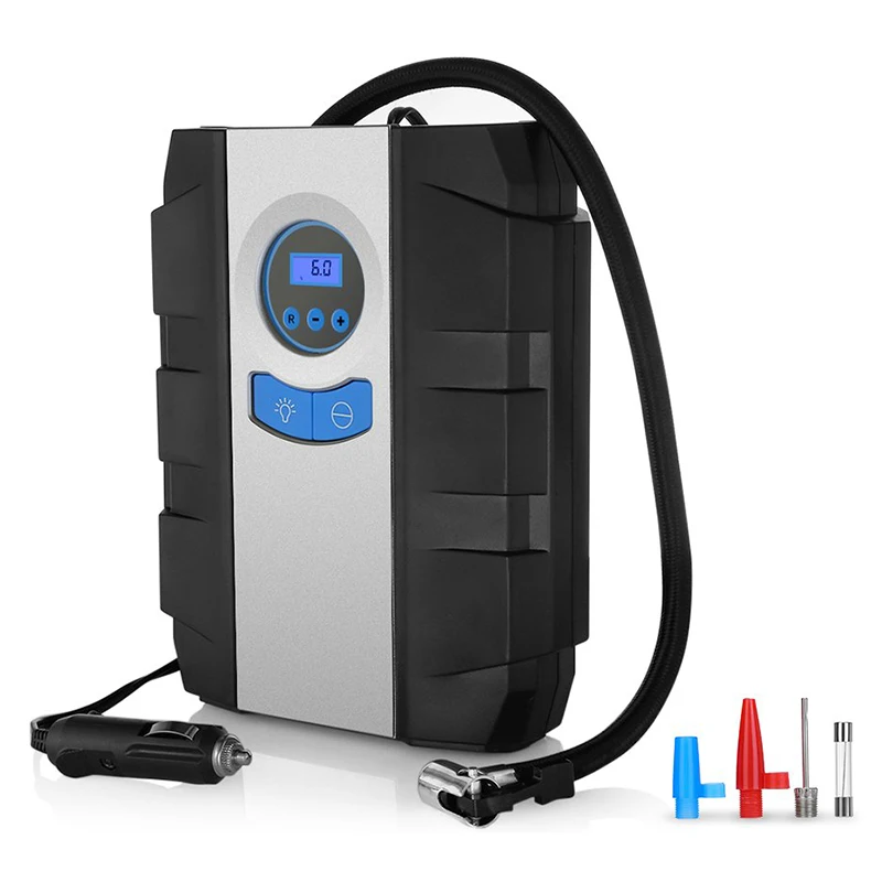 

Portable Air Compressor Pump For Car Tires, Auto Digital Tire Inflator With Gauge 150 Psi 12V 3 High-Air Flow Nozzles And Adapto