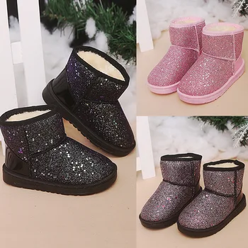 

Autumn Winter New Children's Snow Boots Toddler Girl Boots Sequin Teenager Boys Boots Baby Cotton Shoes Winter Bling