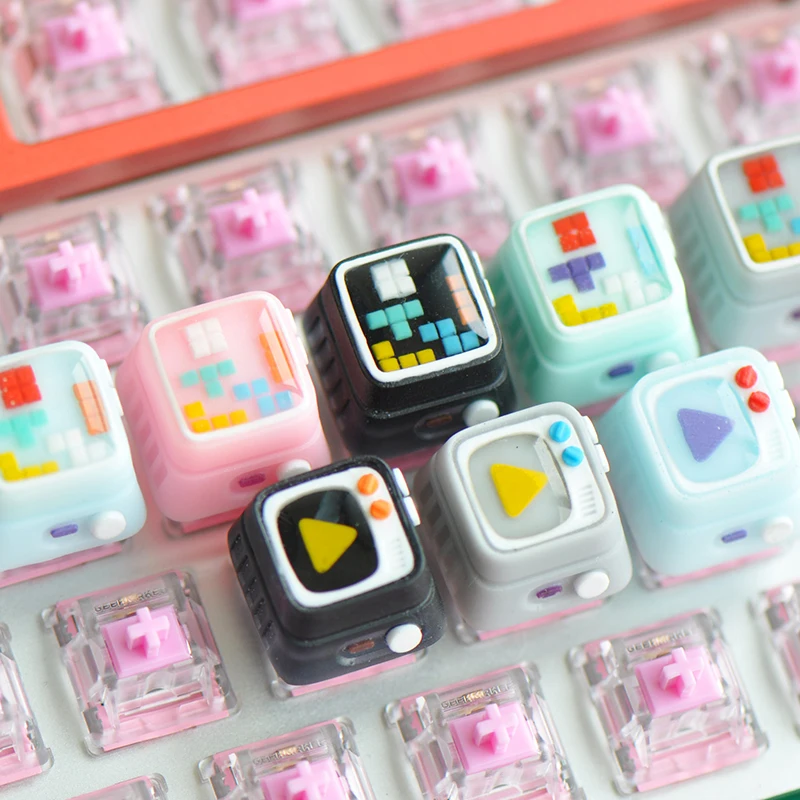 Máquina de Jogo Boné para Teclado Mecânico com Interruptor Creme Memória Televisão Resina Manual Personalidade Chave mx 1pc M.7 - Imagem 4