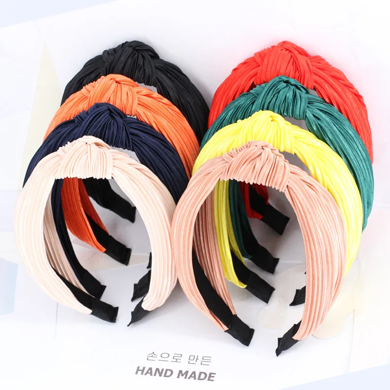 US $128.00 36pcslot DIY Simple Multi Fabrics Crumple Tie Knot Wide Head Bands Pure Colore HeadBands Hair Styling Tools Accessory HA1282