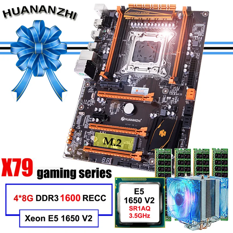 Материнская плата HUANANZHI deluxe X79 от известного бренда, со слотом M.2, процессор Intel Xeon E5 1650 V2 с кулером ОЗУ 32 Гб (4*8 ГБ) 1600 REG ECC Материнская плата HUANANZHI deluxe X79 от известного бренда, со слотом M.2, процессор Intel Xeon E5 1650 V2 с кулером ОЗУ 32 Гб (4*8 ГБ) 1600 REG ECC