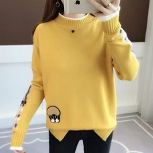 

Women Korean Style Long-sleeve Tops Autumn Winter New Pullovers 2021 Cartoon Base Sweaters Knitted Patch Pullover Sweater Female