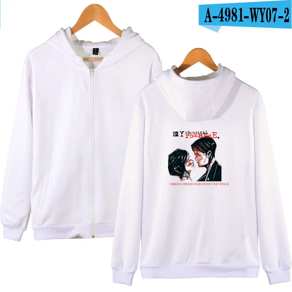 white My Chemical Romance толстовки с капюшоном на молнии Весенняя толстовка с буквенным принтом крутая и модная уличная одежда худи размера XXS до 4XL - Цвет: white