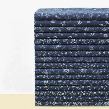 

blue Water washing Thin fabric Denim fabric flowers floral printed cloth diy Shirt dress clothes handwork fabric