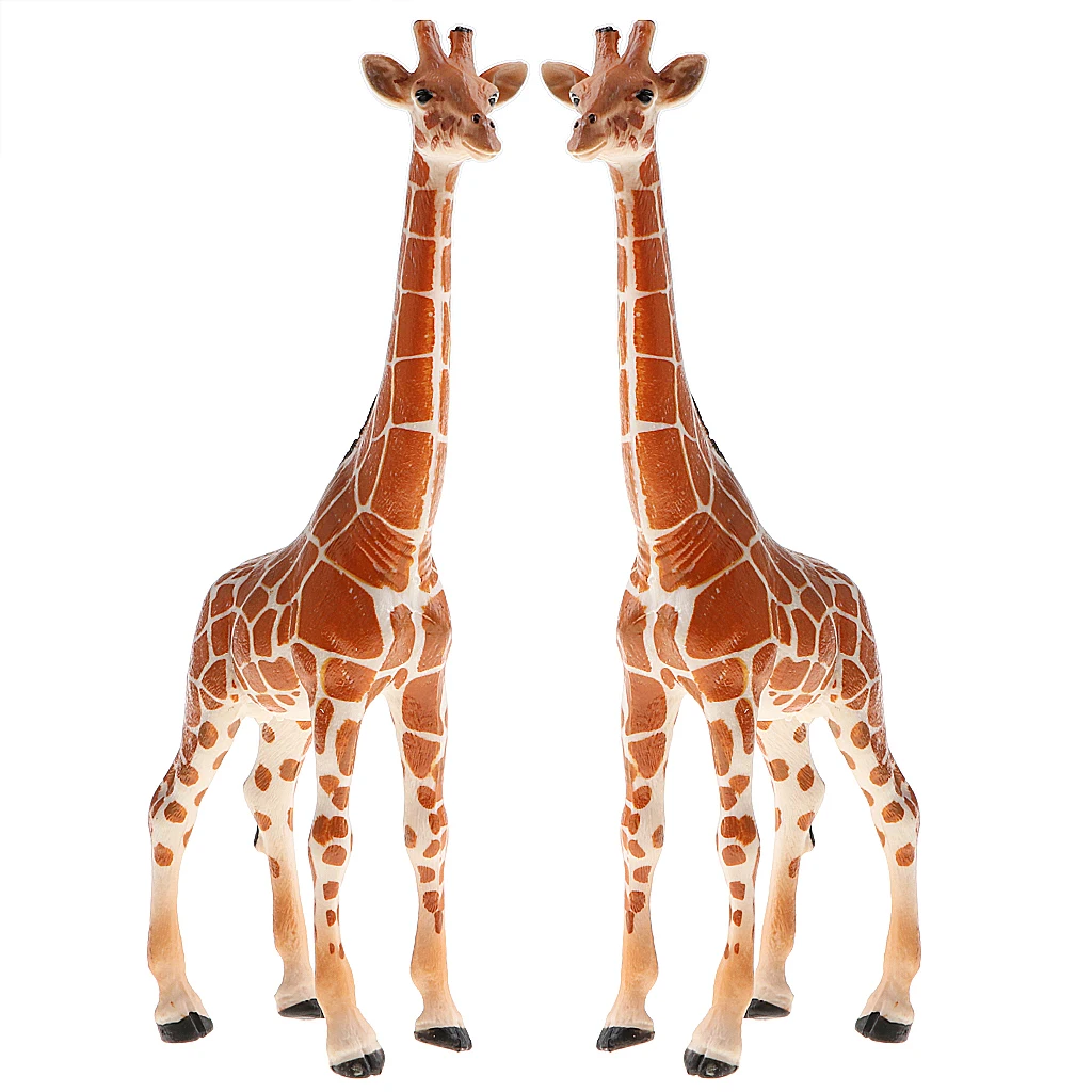 2pcs Realistic Giraffe Figurines, Plastic Wildlife Animal Figures, Easter Eggs Cake Toppers Birthday Gift