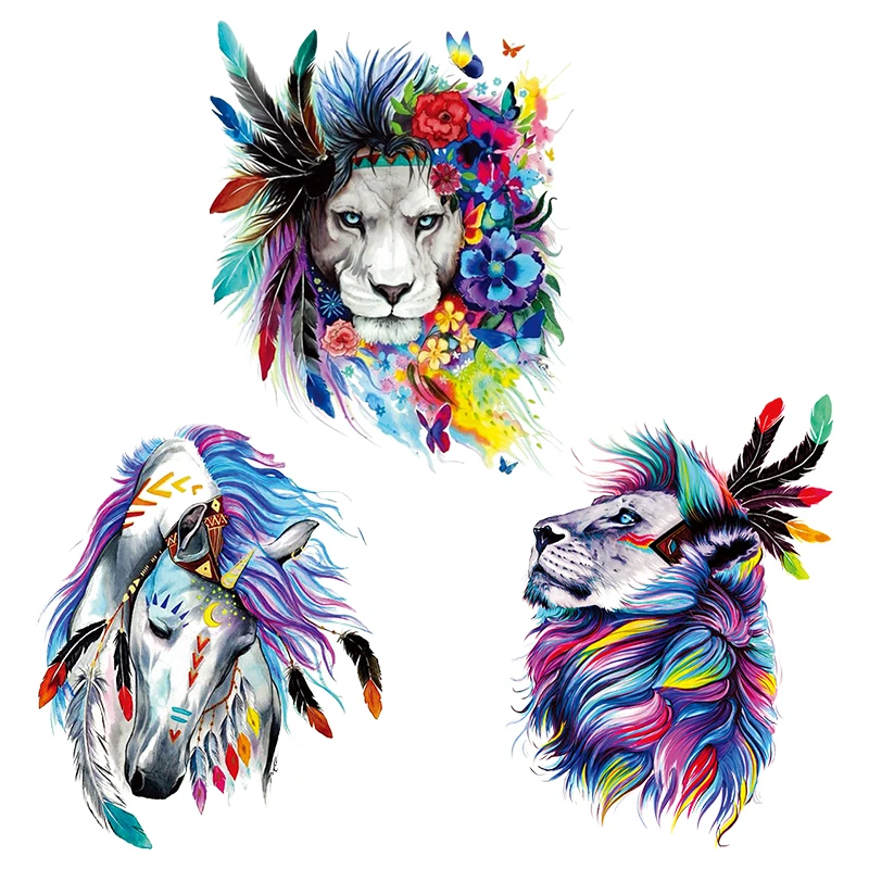 Цветные перья Животные наклейки утюгом джинсовые парши сделай сам для футболки