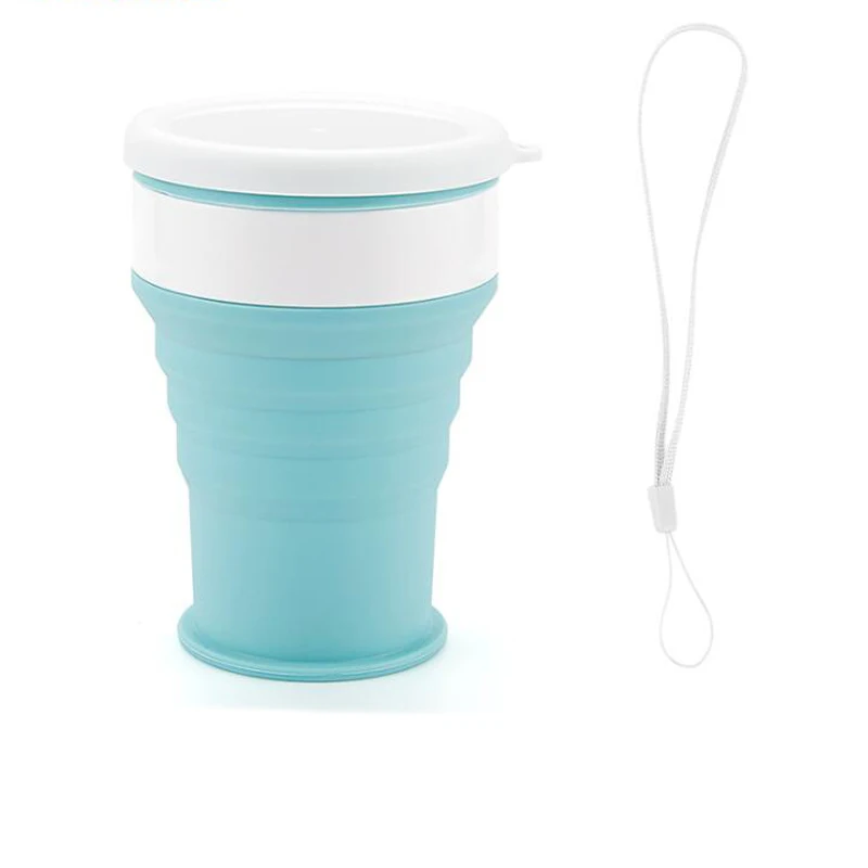 350ml blue band Складная бутылка для воды многоразовая герметичная силиконовая кофейная кружка пластиковые спортивные бутылки Экологичная щетка чашка для путешествий - Цвет: 350ml blue band