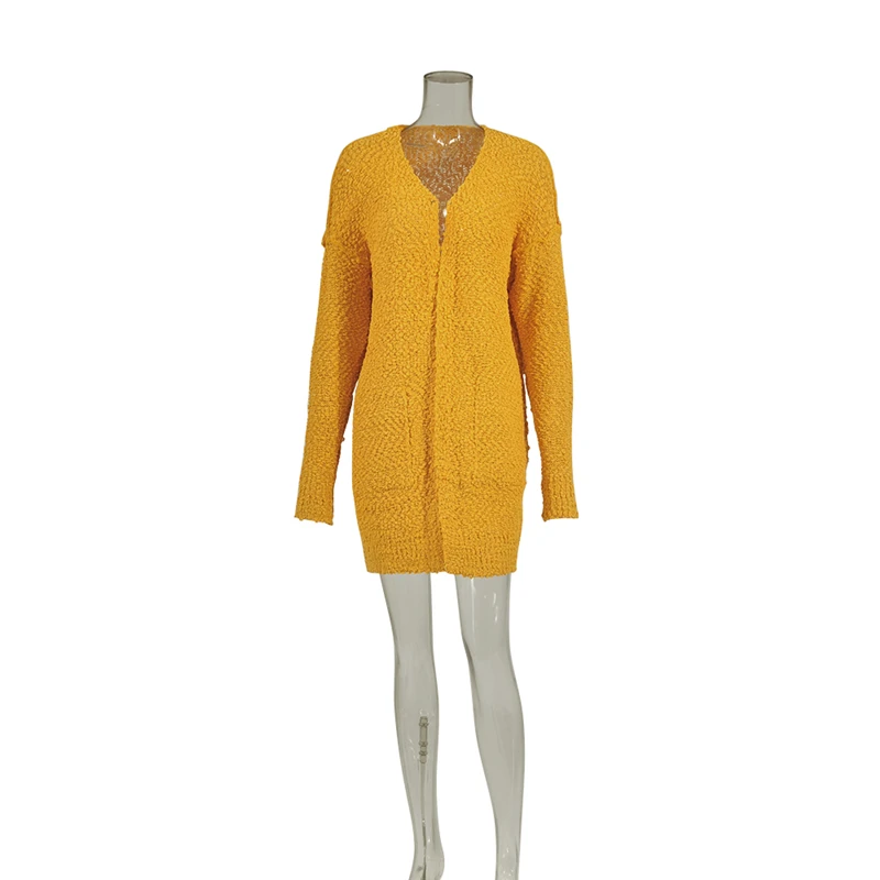 

2019 Fashion Autumn Winter women Long Sleeve Cardigan Pocket Sweater Coat Ladies Female Casual Knitted Sweater 34