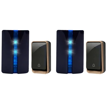 

Promotion! Wireless Doorbell Led Light Self-Powered Music 1x Button 1x Receiver