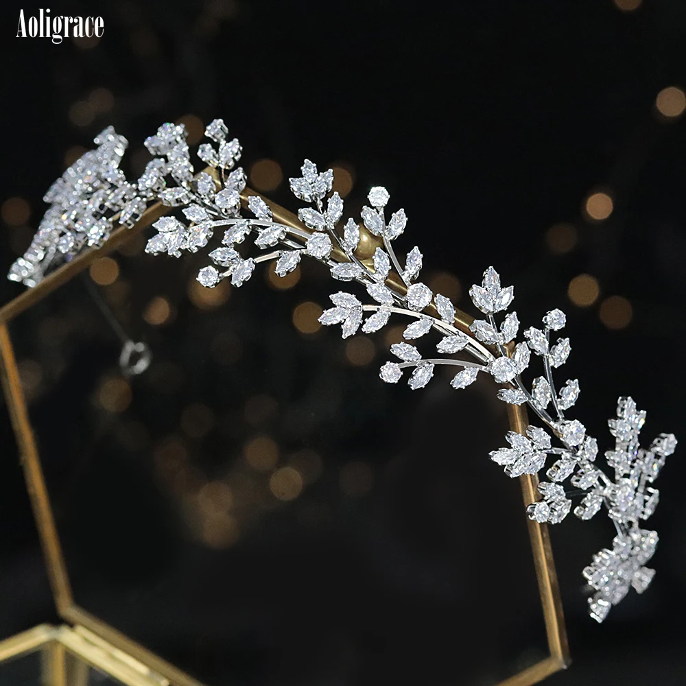 2022 New Cubic Zirconia Tiaras and Crowns for Women Shiny Zirconia Hairband Gold CZ Hair Accessories Wedding Bridal Headband