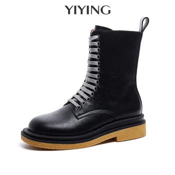 

Luxury Brand Women Boots 2020 New Zipper Short Boots Winter Fashion Mid-Tube British Windmill Black Tooling Military Boots
