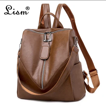 

Women Backpack 2020 Spring New Ladies Large Capacity Soft PU Leather Bag College Style purse luxury women bags designer