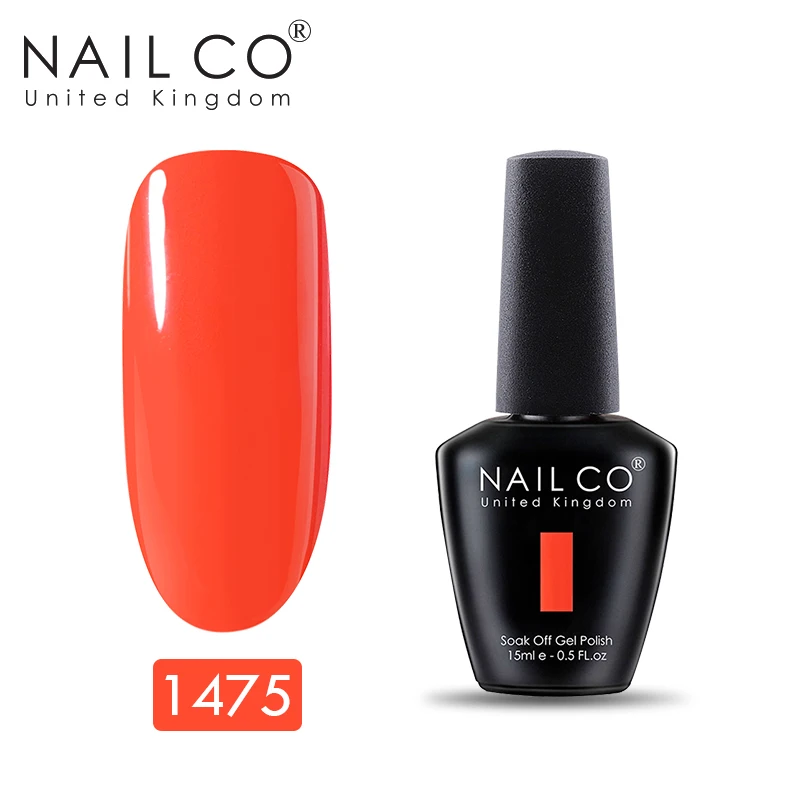 NAILCO, новинка, 15 мл, УФ Гель-лак, лак для ногтей, набор красок, маникюр, геллак, Полупостоянный Гибридный гвоздь, искусство, макияж, Черный Гель-лак для ногтей - Цвет: 1475