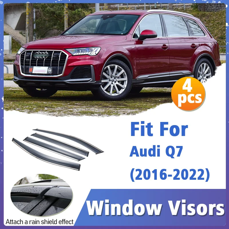 

Window Visors Guard for Audi Q7 2016-2022 Visor Vent Cover Trim Awnings Shelters Protection Guard Deflector Rain Rhield 4pcs