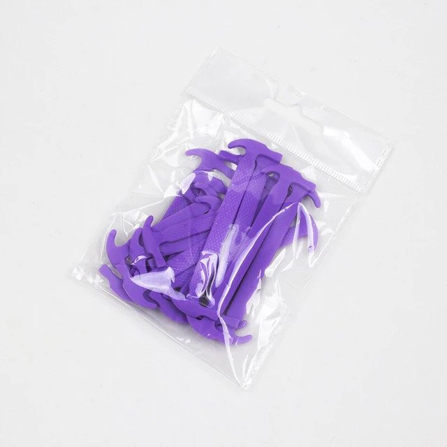 16pcs/set Silicone Shoelaces Elastic No Tie Shoe Laces Kids Adult Fashion Hammer Type Running Sneakers Shoelace Lazy Shoes Laces Purple