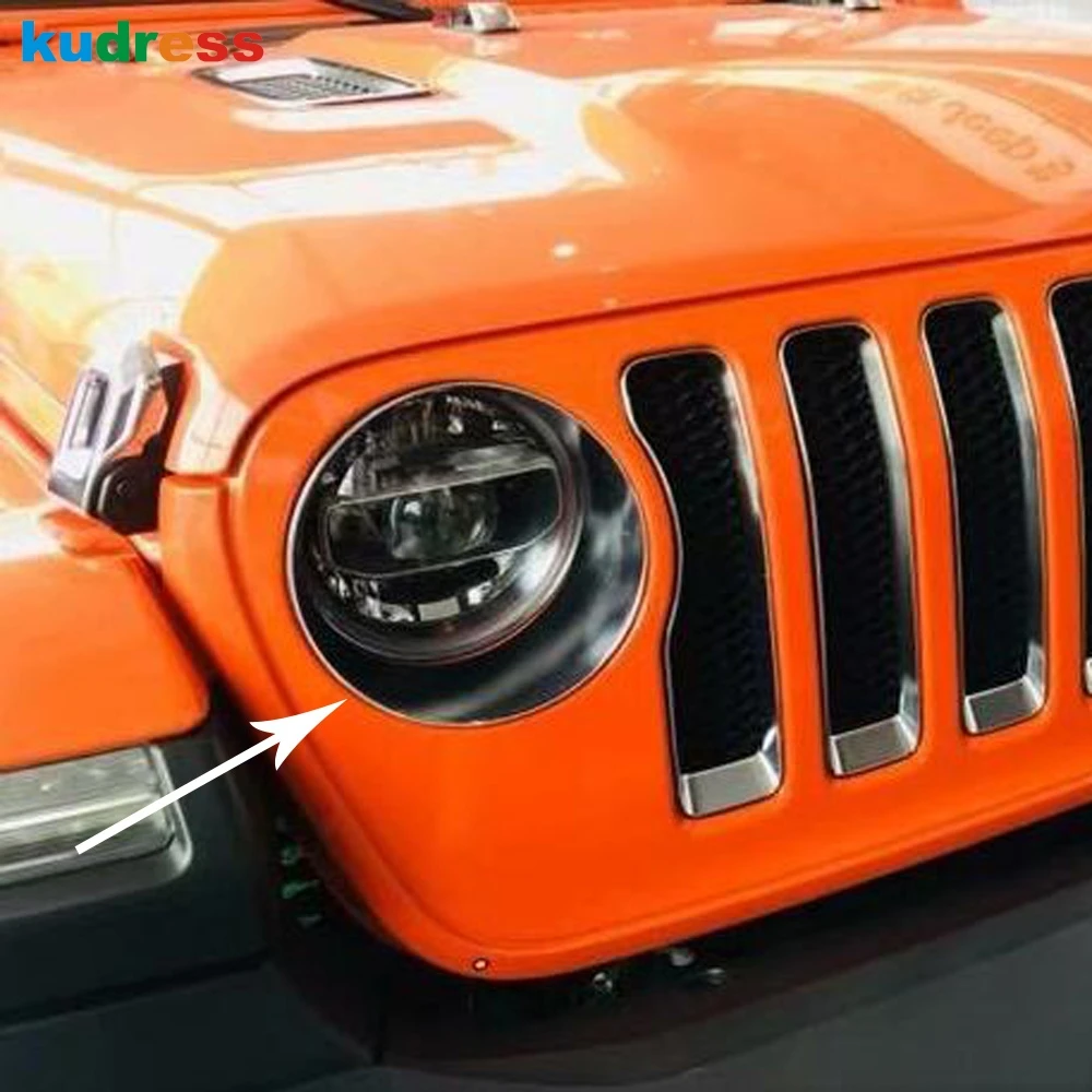 

For Jeep Wrangler SUV 2018 2019 ABS Chrome Head Lamp Hoods Overlay Headlight Cover Trim Plating Auto Accessories