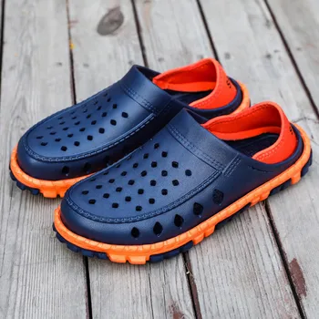 

Summer Mens Slippers Men Casual Flats Holes Lightweight Breathable Slippers Beach Walking Breathable Hole Shoes sandals #1225