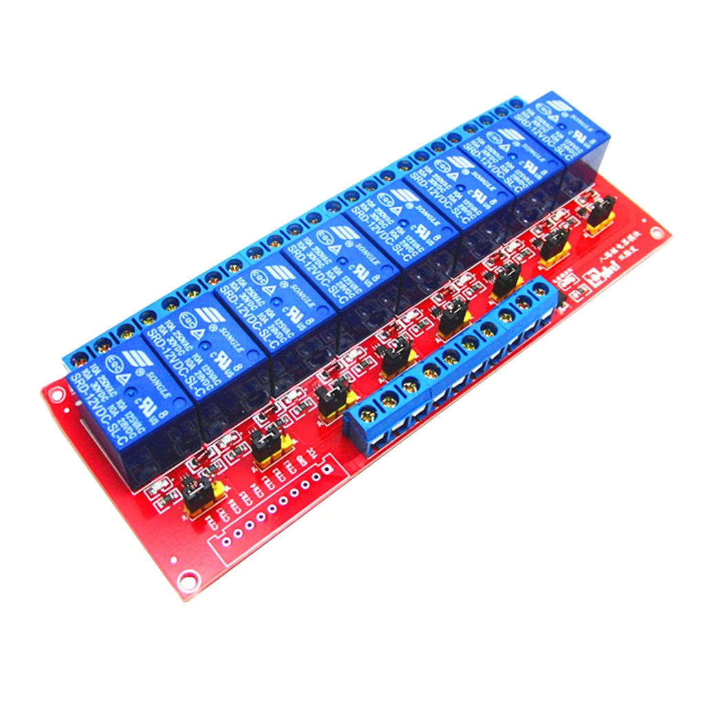 24V 8 Channel Relay Module Board AC 250V 10A DC30V 10A for    Red