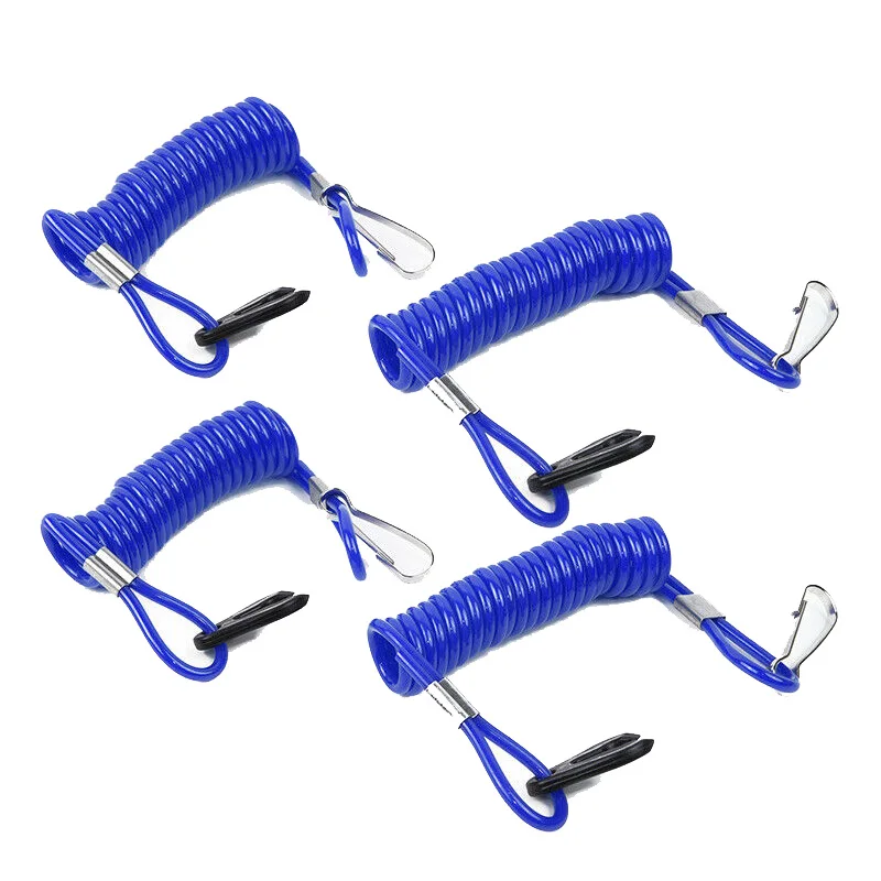 

4pcs new Jet Ski Outboard Stop Kill Key Floating Safety Lanyard Ropes Blue TPU+PVC Safety Rope durable For Honda