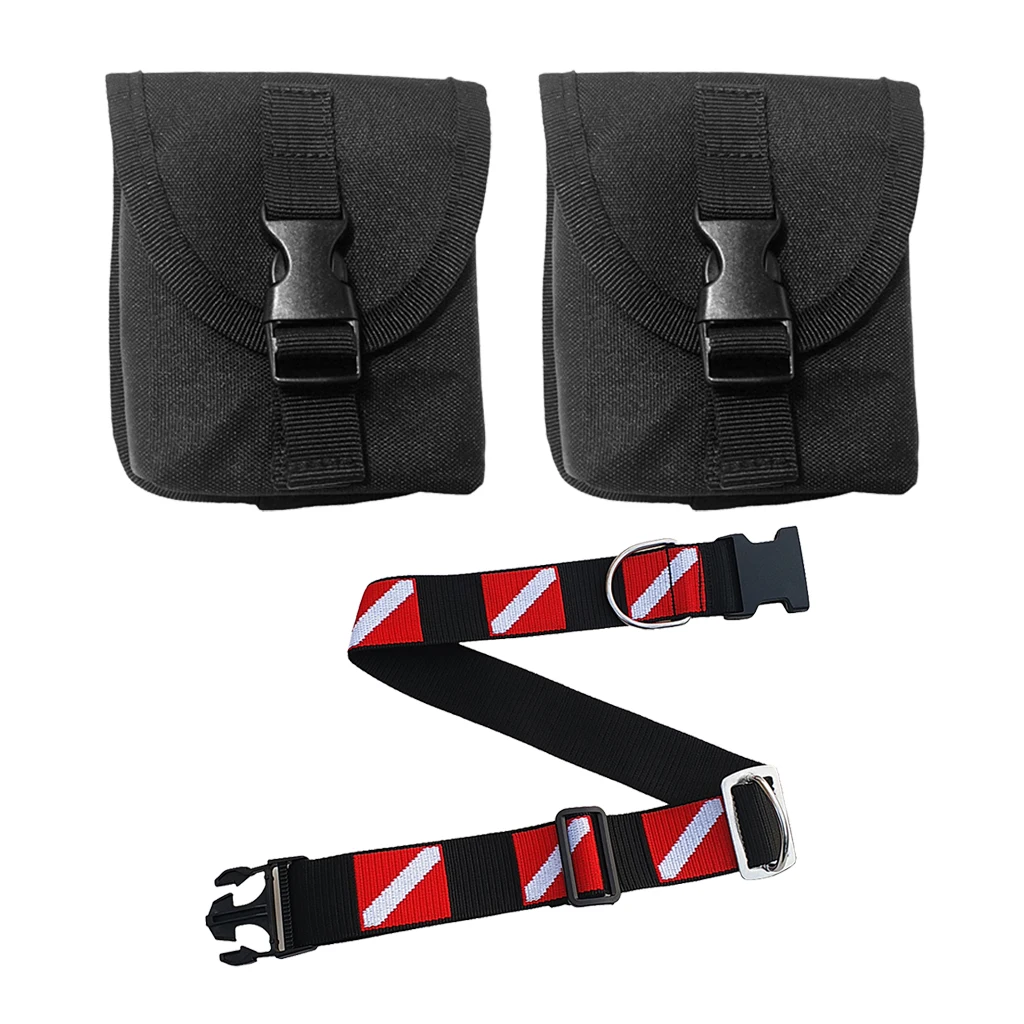 

Diving Weight Belt High Strength Webbing with 2pcs Weights Pockets Pouch Holder Black