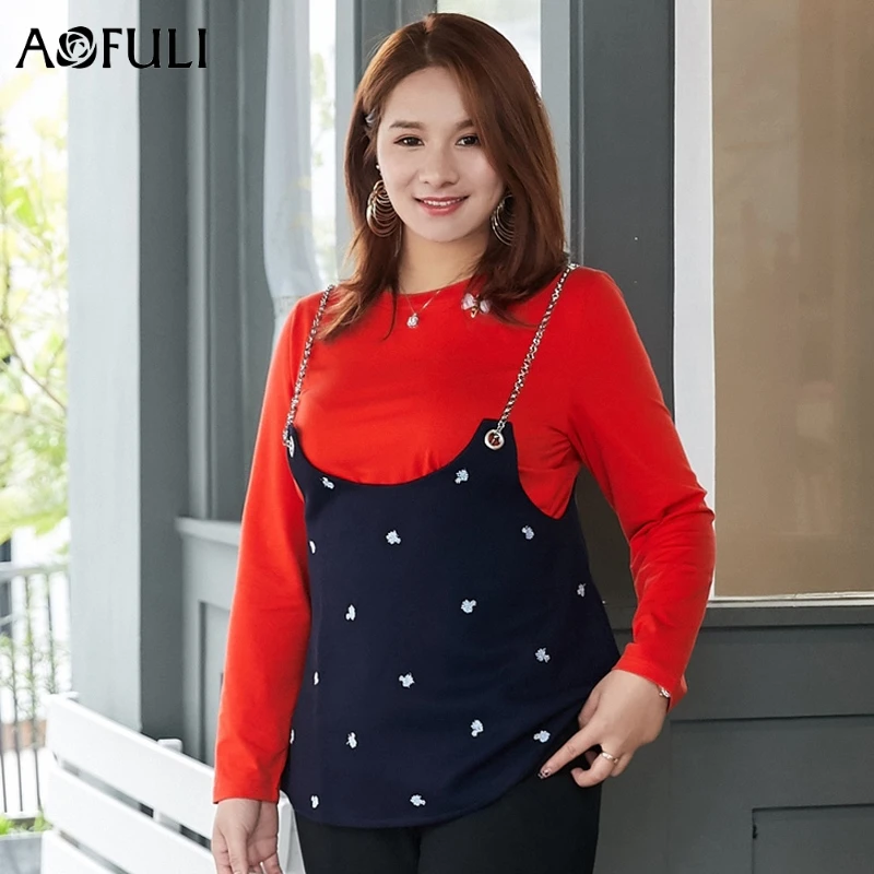 S~ 4XL 5XL размера плюс футболка костюм из двух частей набор 3D пчела аппликация футболка+ цепь Топ Твинсет большой размер женский пуловер рубашка C2280