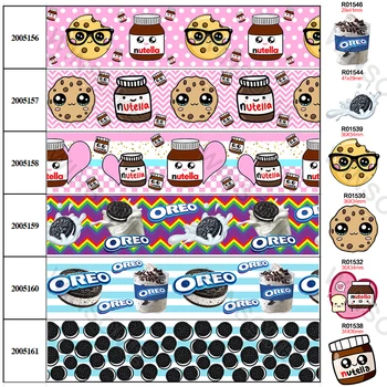 

Snacks Printed 5 Yard 25mm/38mm/50mm/75mm Grosgrain/Satin Ribbon For Hair Bows DIY Accessories 30Pcs Planar Resins 200515 200516