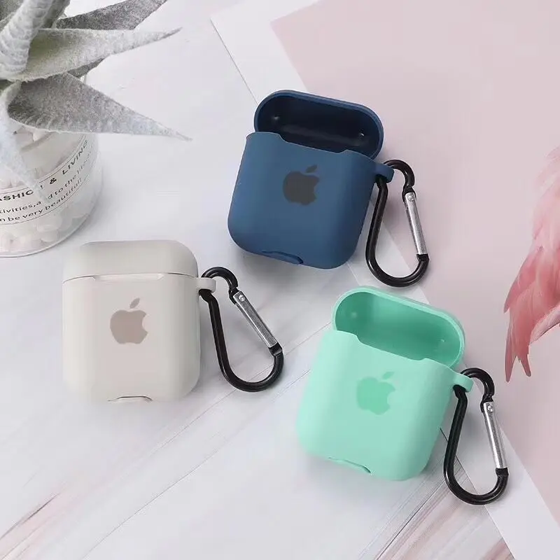 Для Apple AirPods 2 1, аксессуары для наушников, мягкий чехол с милым логотипом, карамельный цвет, чехол с крючками