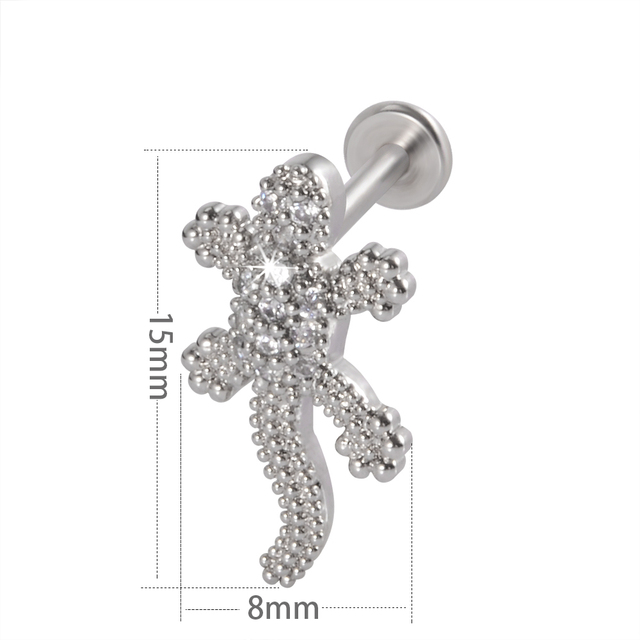 Leaf  Heart Lip Labret Stud Piercing Flat CZ Gem Flower Ear Tragus Cartilage Helix Stud Conch Lobe Earring Body Jewelry