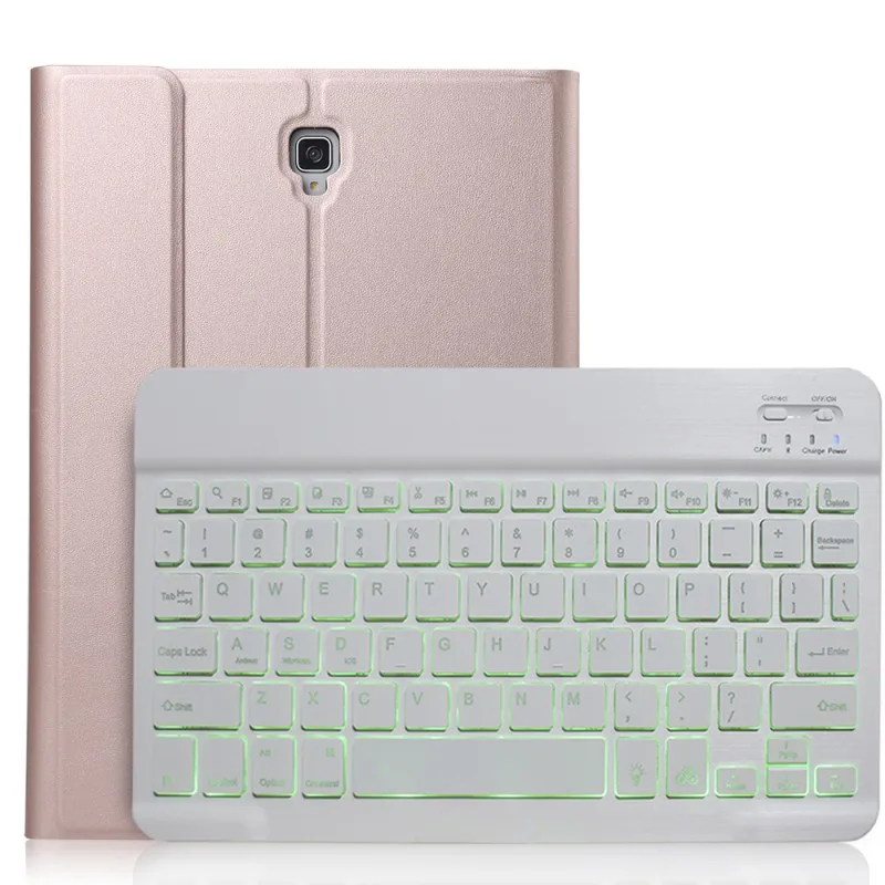 Светлая клавиатура с подсветкой чехол для Samsung Galaxy Tab S4 10,5 SM-T830 SM-T835 T830 T835 планшет кожаный чехол Bluetooth клавиатура - Цвет: rose gold-white