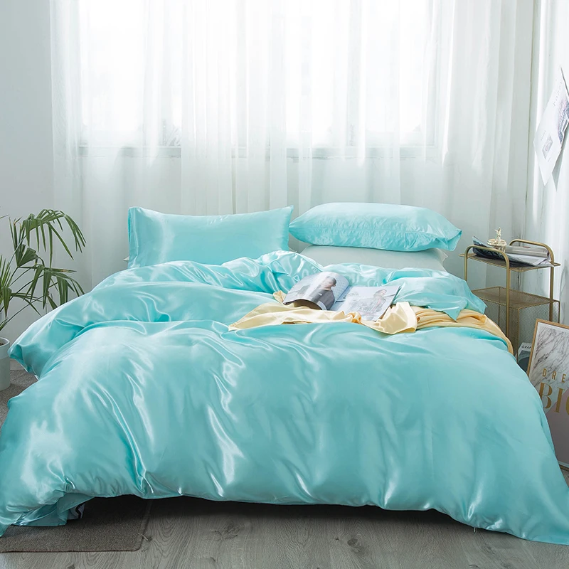 Роскошный комплект постельного белья Lanke черный белый розовый шелк двуспальный