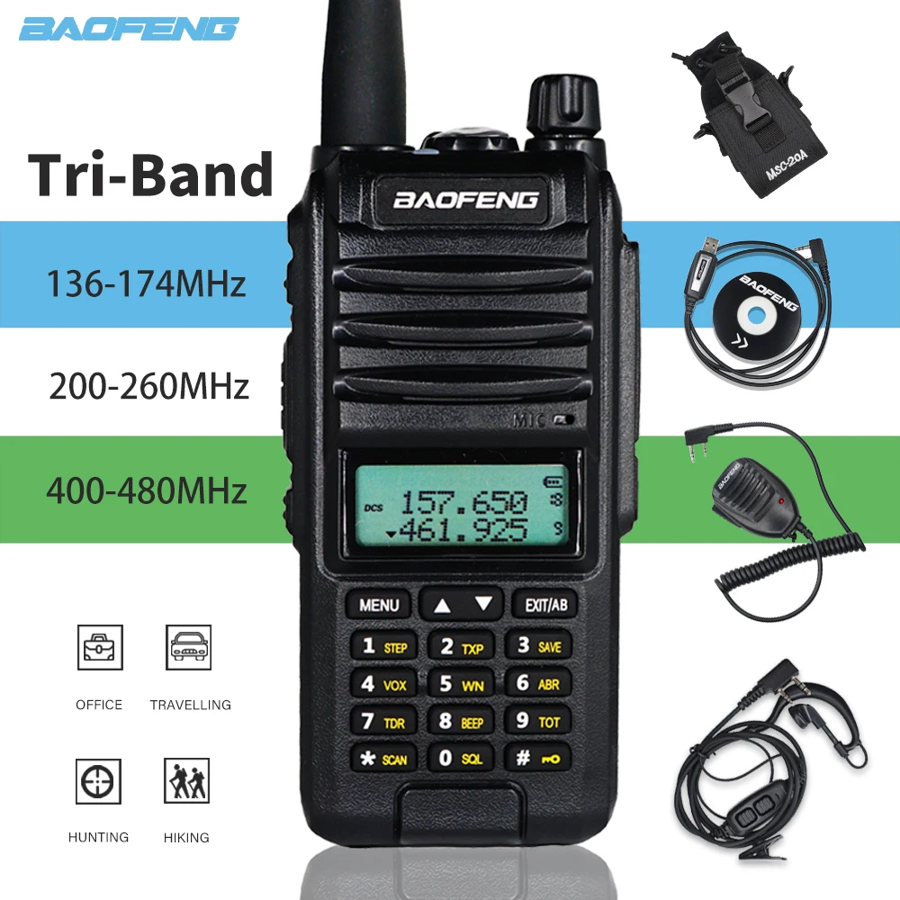 Baofeng 8W Walkie Talkie 10km A58S Tri-Band 220-260MHz VHF UHF Portable Ham Radio FM Transceiver Two-way UV-82 Upgrade | Мобильные