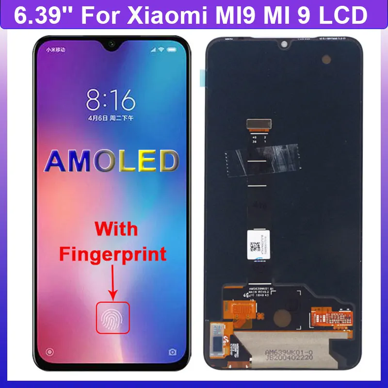 Оригинальный ЖК дисплей 6 39 дюйма для Xiaomi Mi 9 с дигитайзером сенсорного экрана в