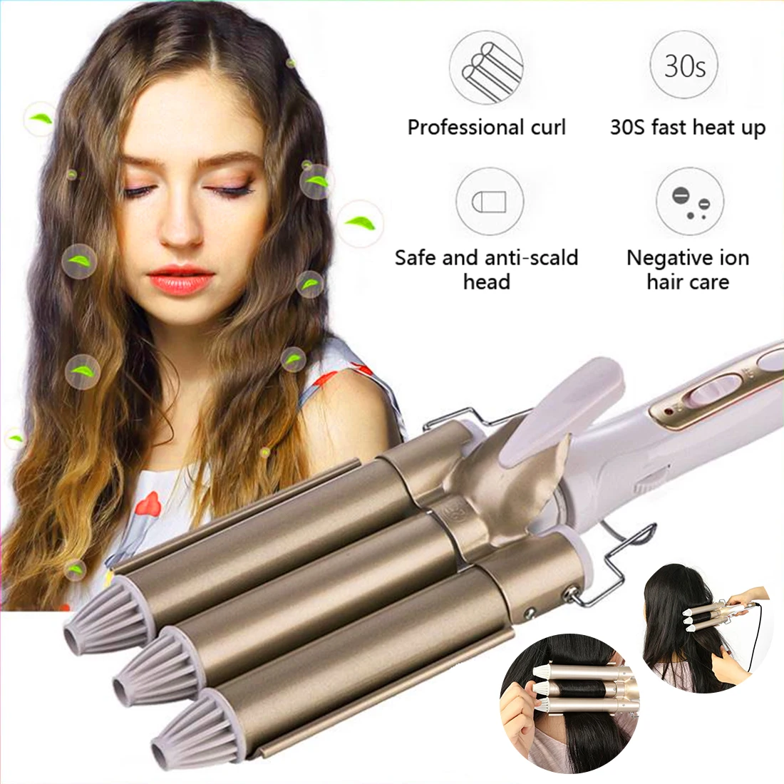 ion triple barrel curling iron