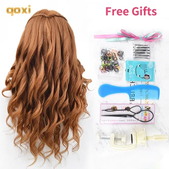

Qoxi Professional training heads with 80% real human hairs can be curled practice Hairdressing mannequin dolls Styling maniqui