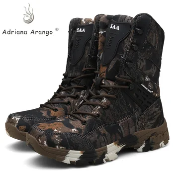 

New High Top Military Boots Spring Summer Autumn Winter Camouflage Waterproof Outdoor Overalls Boots Wear Resistant Men's Shoes