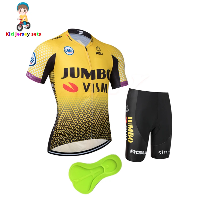 Jumbo VISMA/Детская летняя одежда для велоспорта Джерси с коротким рукавом комплекты
