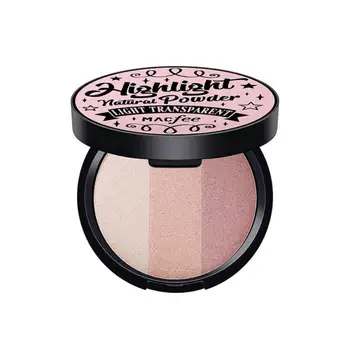

Shimmer Pressed Powder Highlighter Waterproof Smudge-proof Long-lasting Brighten Makeup Powder Iluminador Palette 3-color