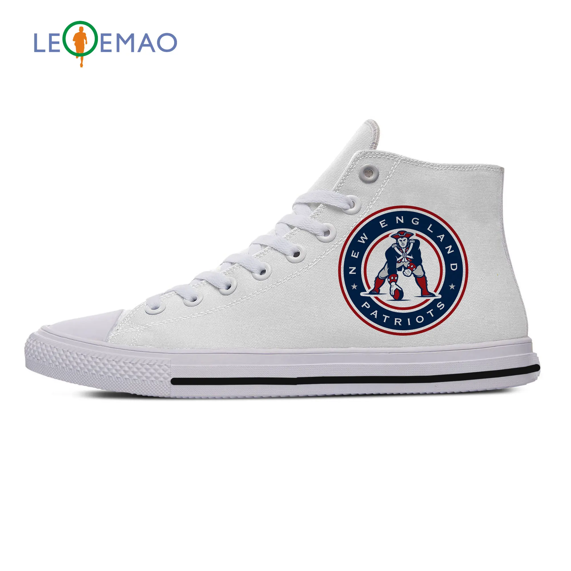 Customized Patriots Casual Canvas Shoes Independent Design New England Fans Style Male Breathable Custom of White Shoes