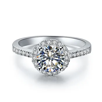 

Lab Grown 1Ct 6.5mm VVS1 D-E Moissanite Diamond Engagement Ring Test Positive as Real Diamond 925 Sterling Silver Ring for Women